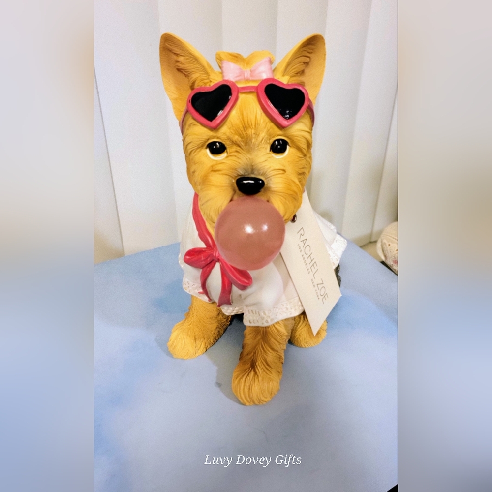 Rachel Zoe Viral Yorkie Blowing Bubble with Gum & Sunglasses NWT